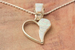 Calvin Begay Fire and Ice Opal Sterling Silver Heart Pendant